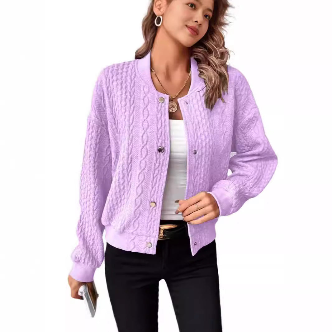 Women’s cardigan in trendy bomber style with button closure Ivyshape