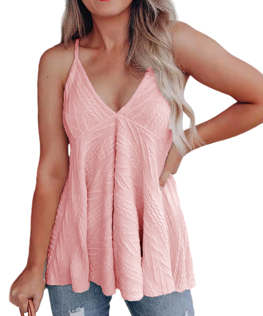 Women's Casual Knit V-Neck Tank Top Ivyshape