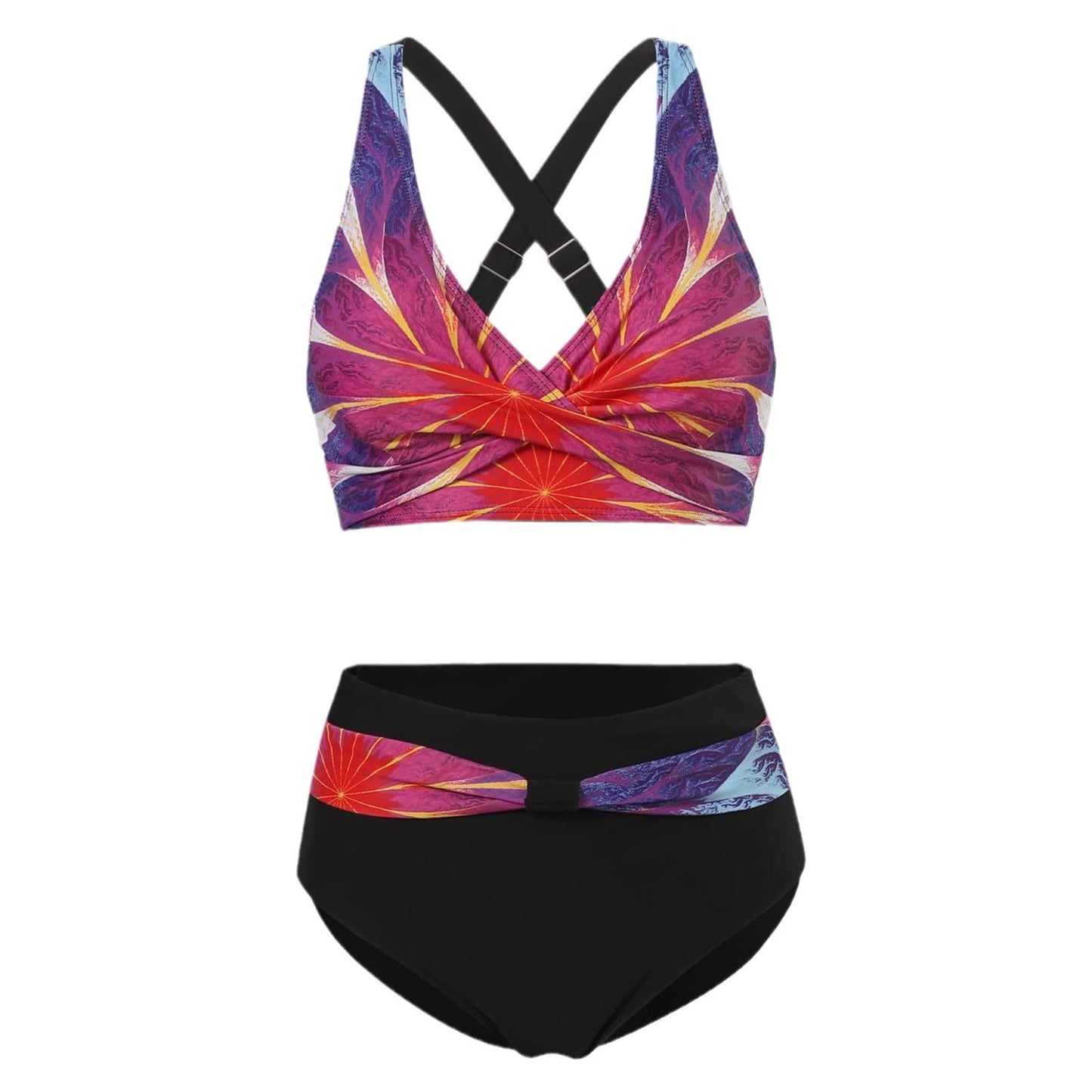 Women High-Waisted Bikini Set with Tied Top and Snug Contours Ivyshape