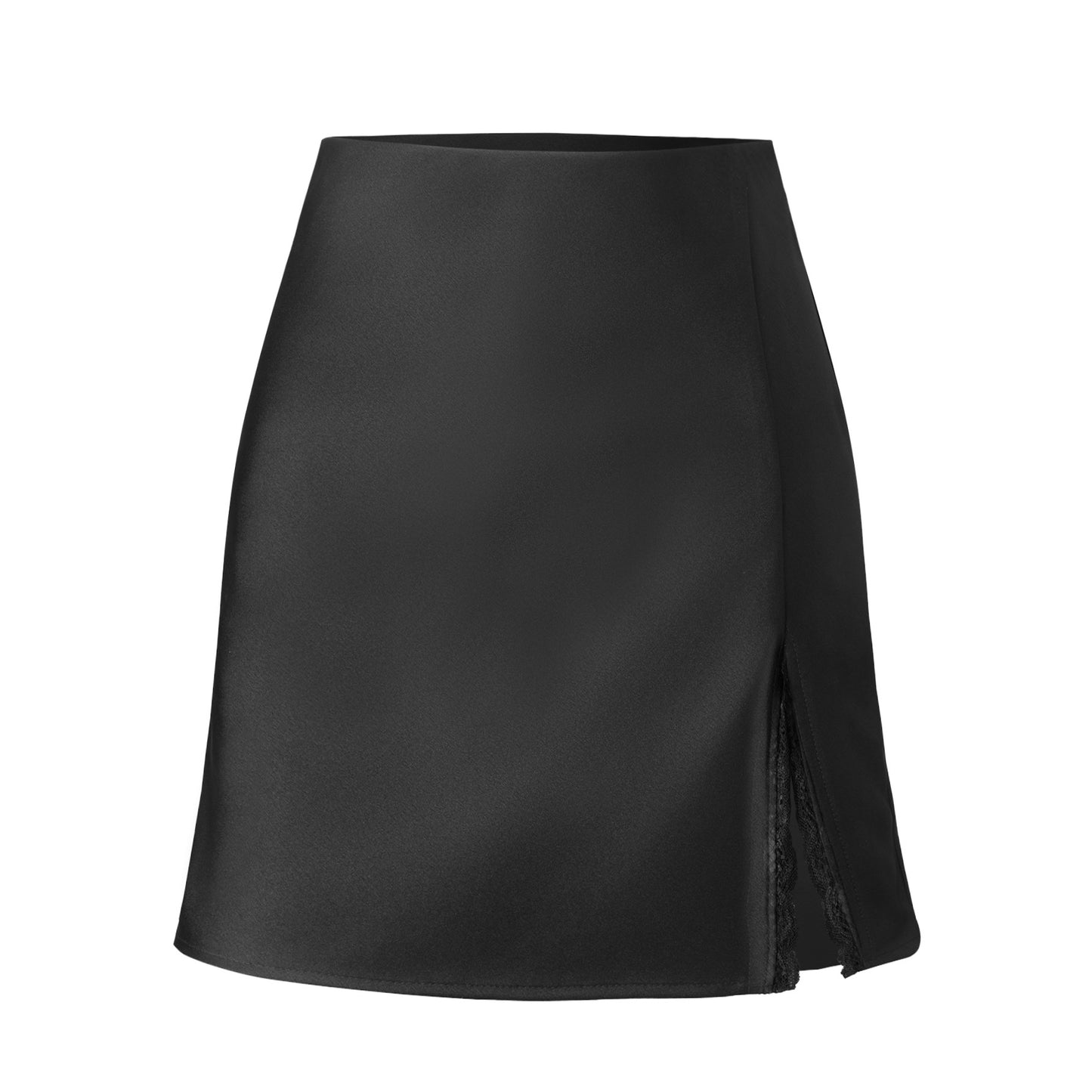 Women's satin skirt with side slit and lace accents Ivyshape