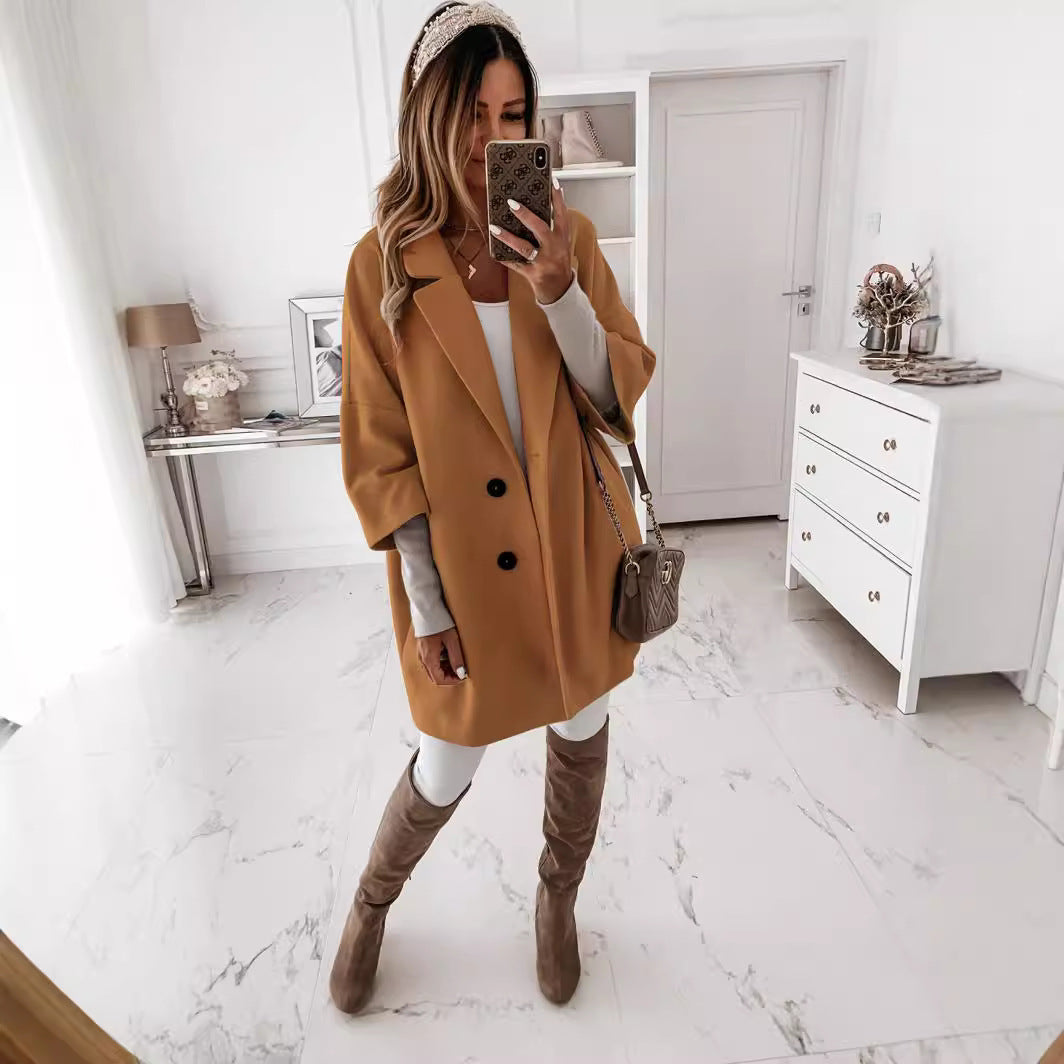 Women Oversize Wool Coat Ivyshape