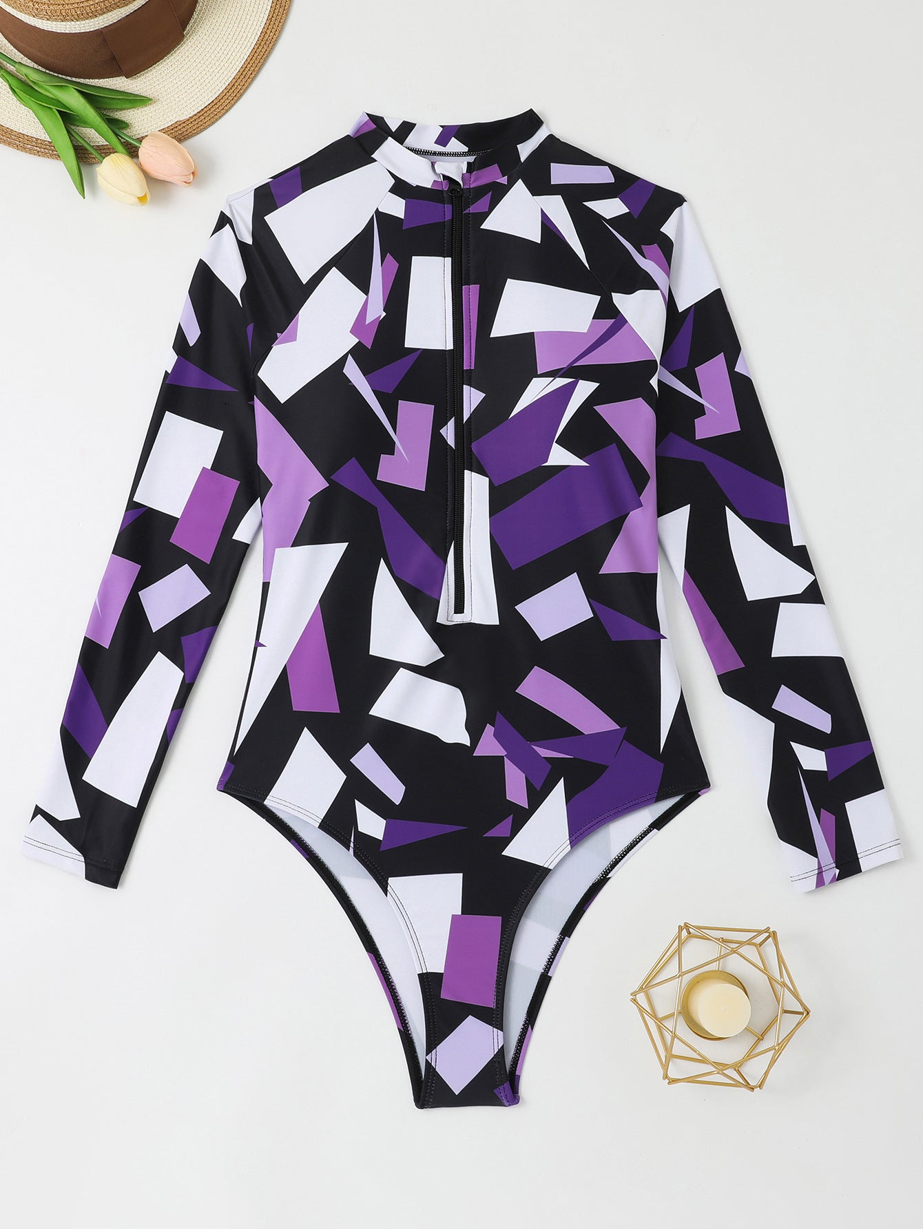 Women’s Rashguard Suit with Geometric Patterns Ivyshape