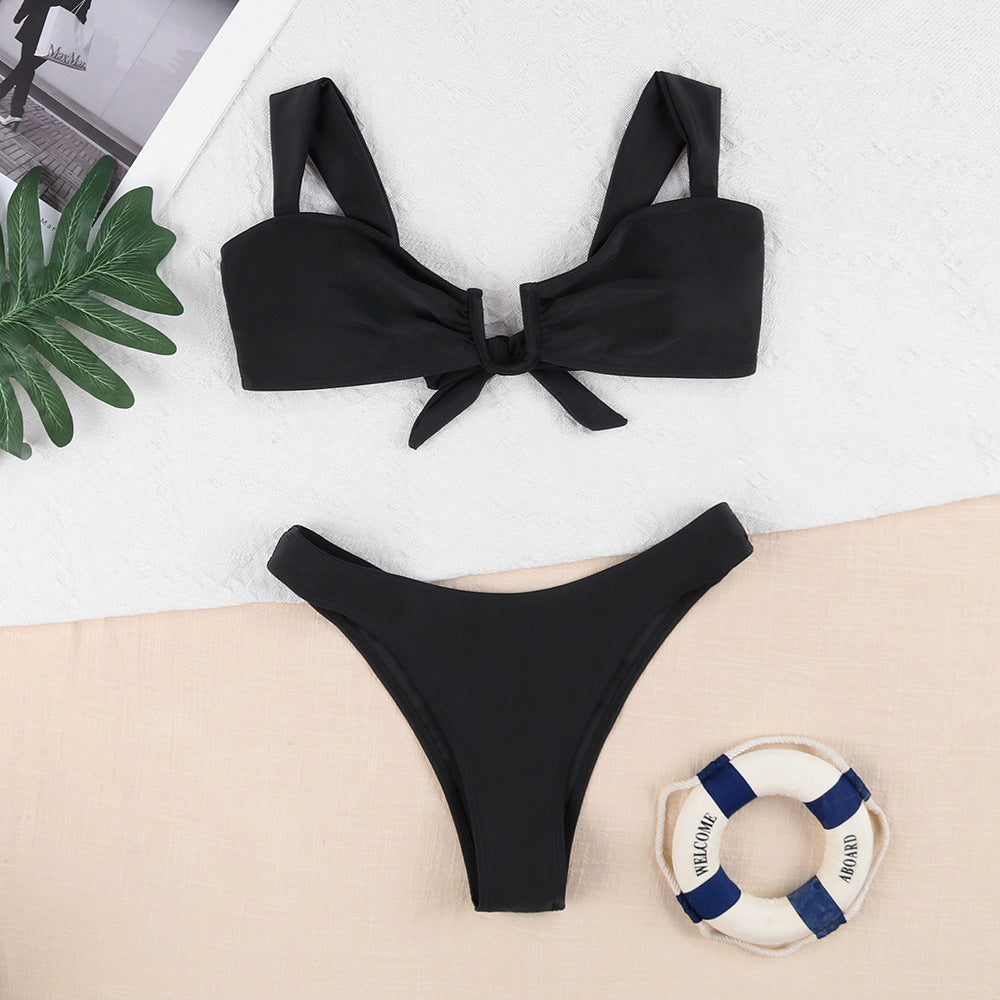 Women's bikini set with playful tie top and high cut leg Ivyshape