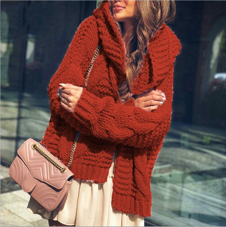 Women's chunky knit cardigan in a casual oversized style with shawl collar and large pockets Ivyshape