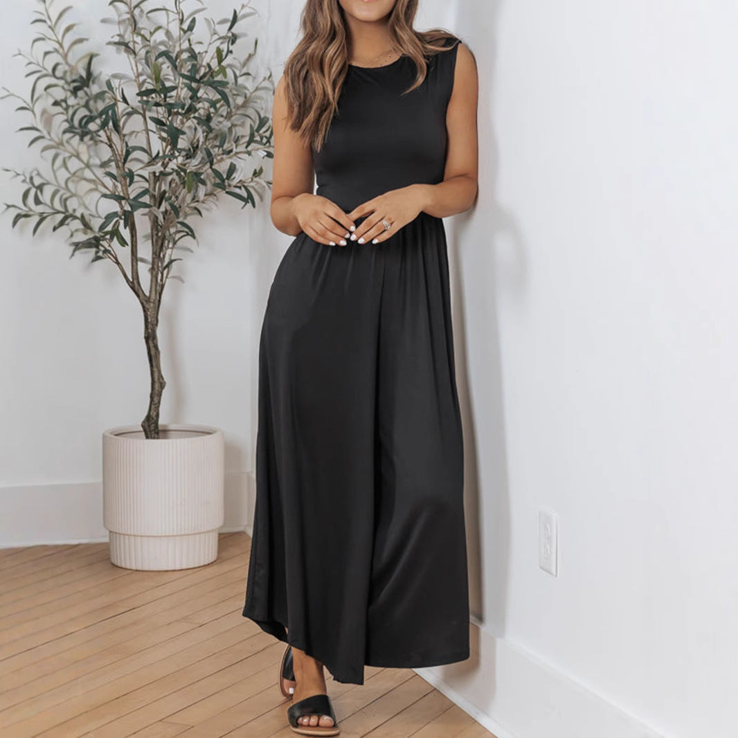 IvyShape | Sleeveless Wide Leg Long Pants Jumpsuit