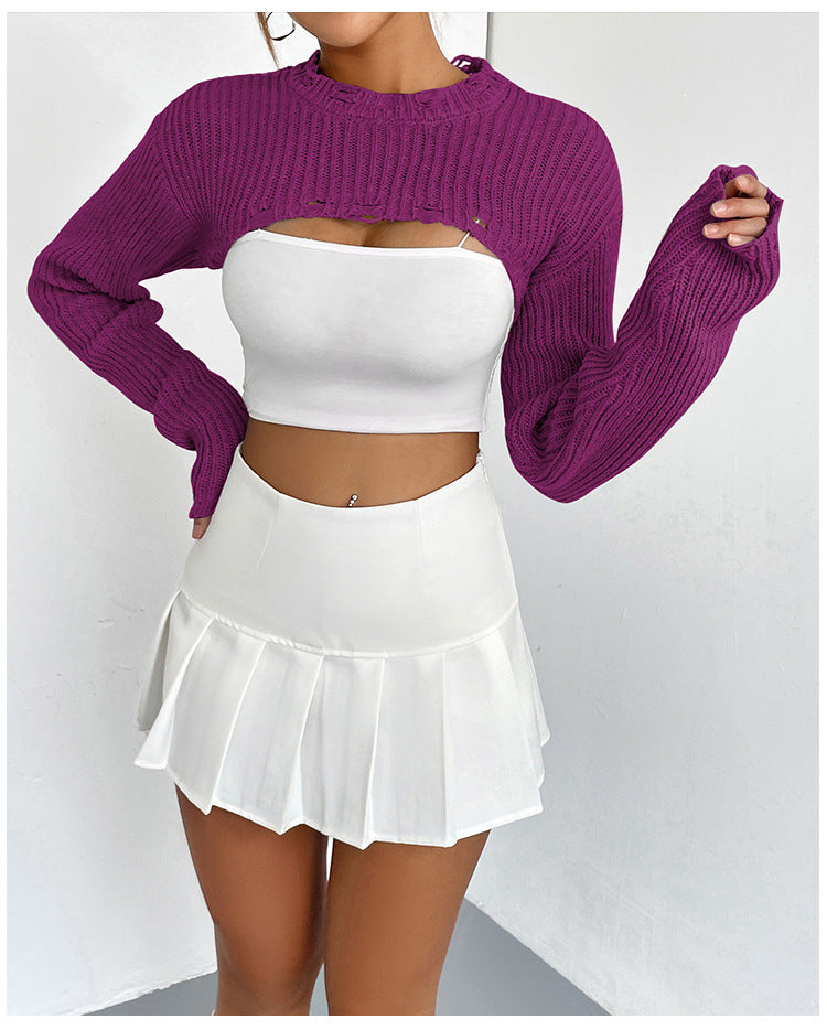 IvyShape | Ultra-Short Sweater Knit Sweater