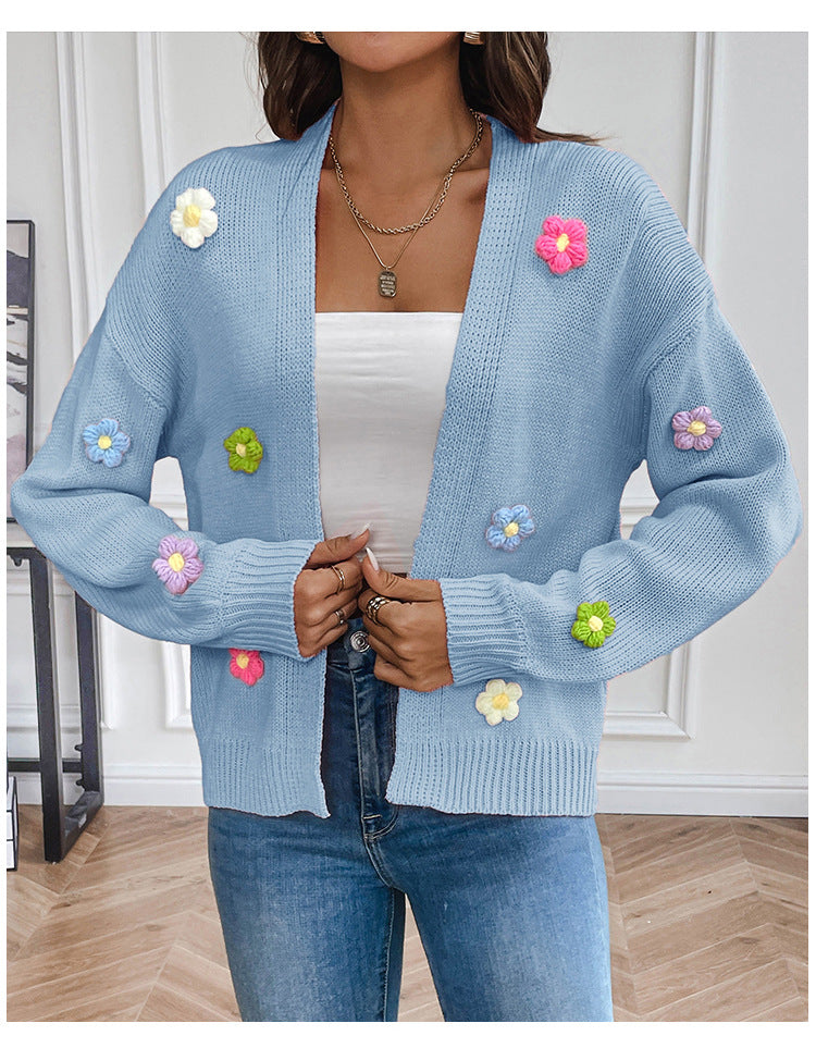 IvyShape | Hand-crocheted floral knitted cardigan