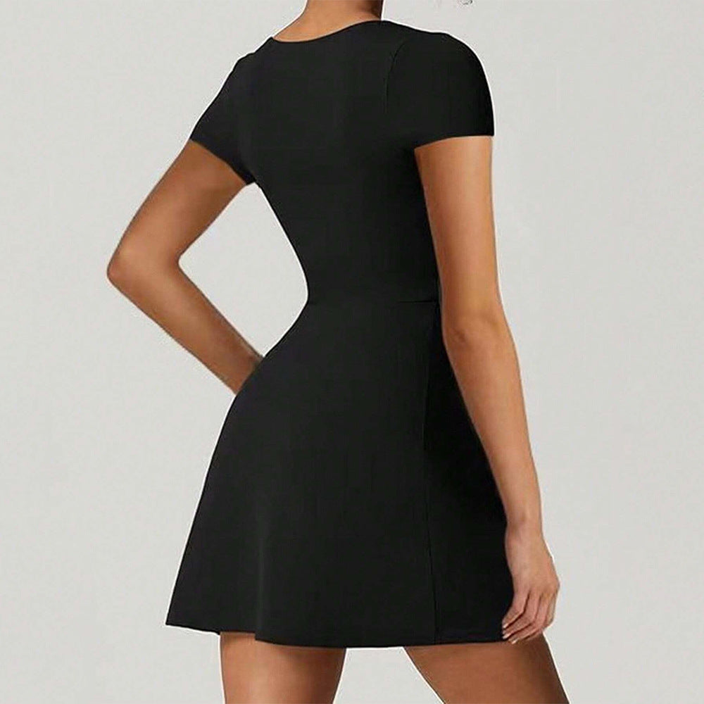 Women's short dress with rectangle neckline and side slit Ivyshape