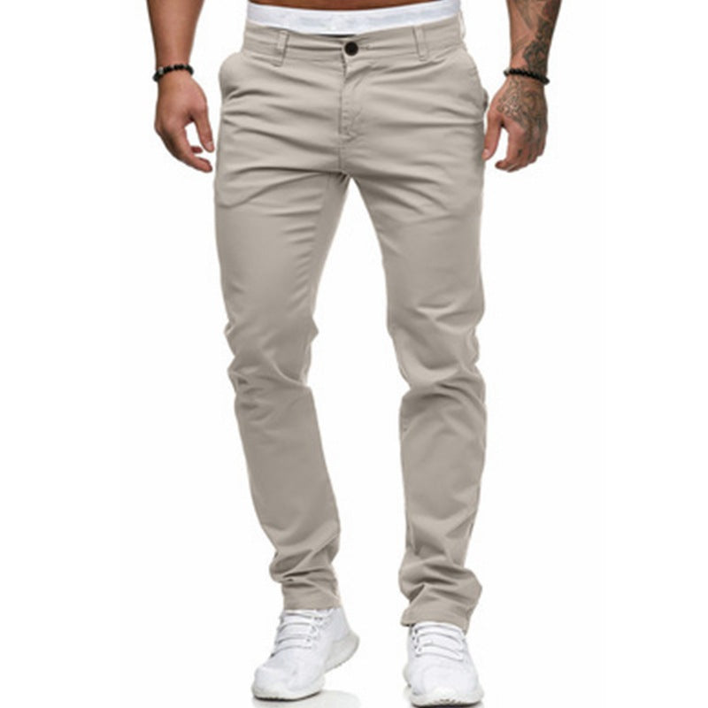 Men's Slim-Fit Chinos with Elastic Waistband and Practical Pockets Ivyshape