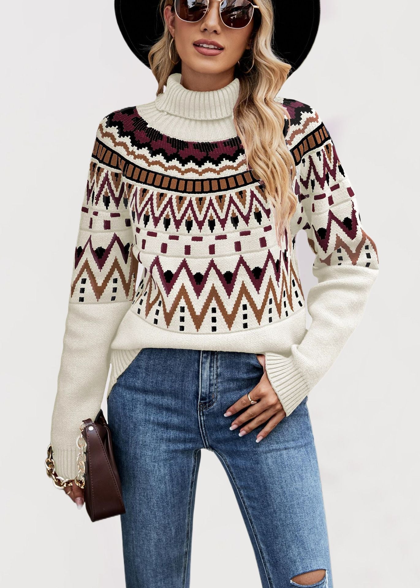 Ivyshape | Loosely Knitted Mid-Length Sweater