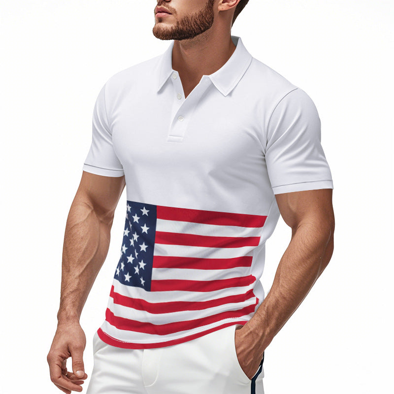 Men's polo shirt with unique flag motif and modern Ivyshape fit