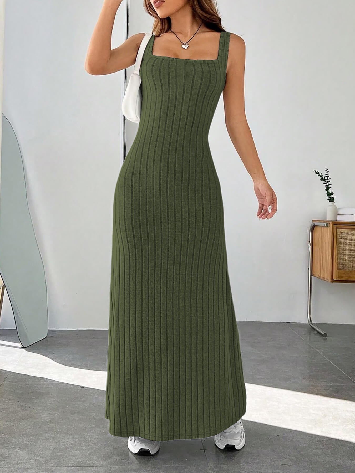 IvyShape | Casual Spaghetti Strap Style Long Dress for Women