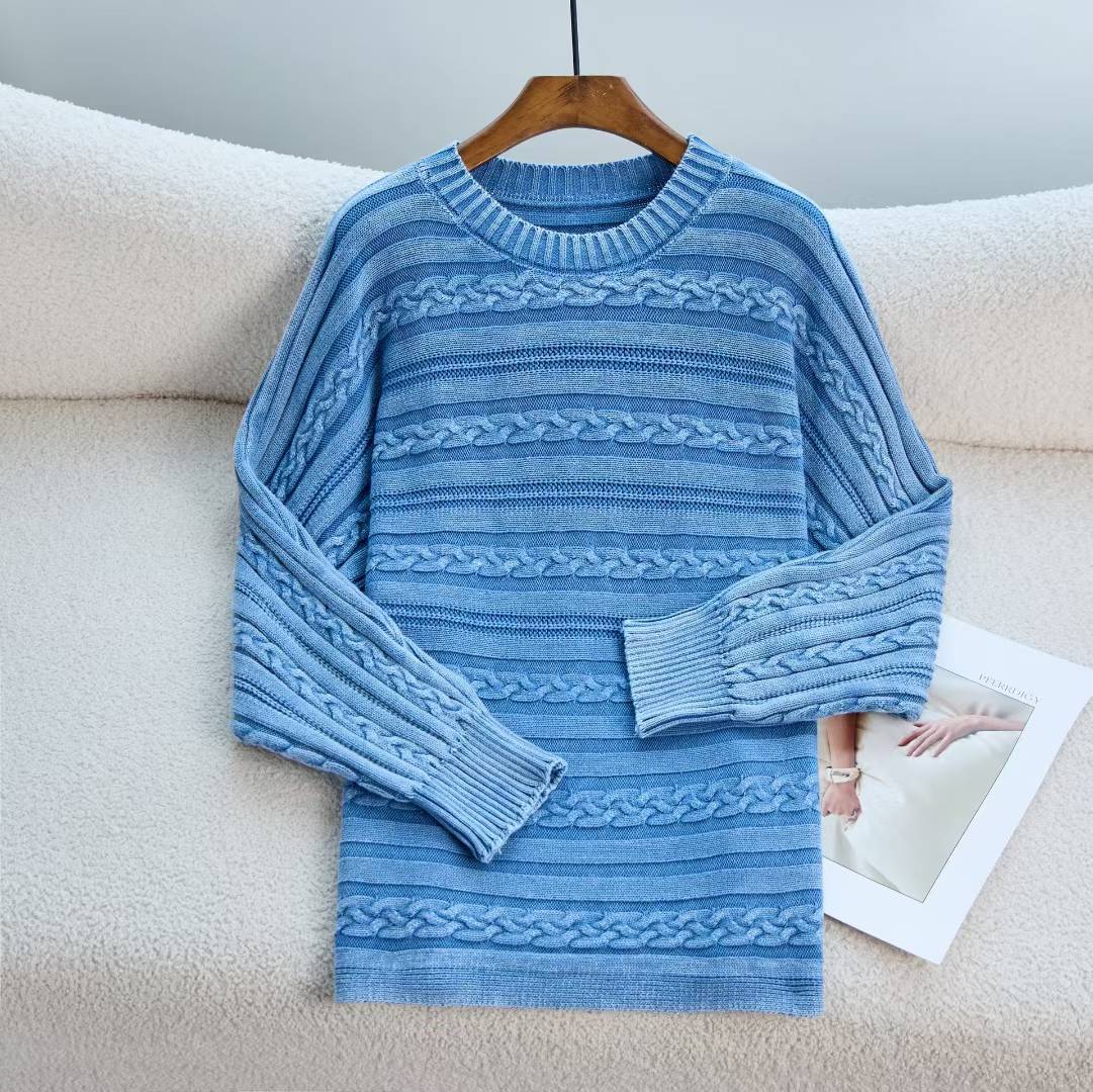 Women Fashionable Knit Sweater with Textured Pattern and Loose Fit Ivyshape