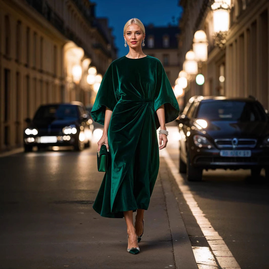 Women Elegant Velvet Evening Dress Ivyshape