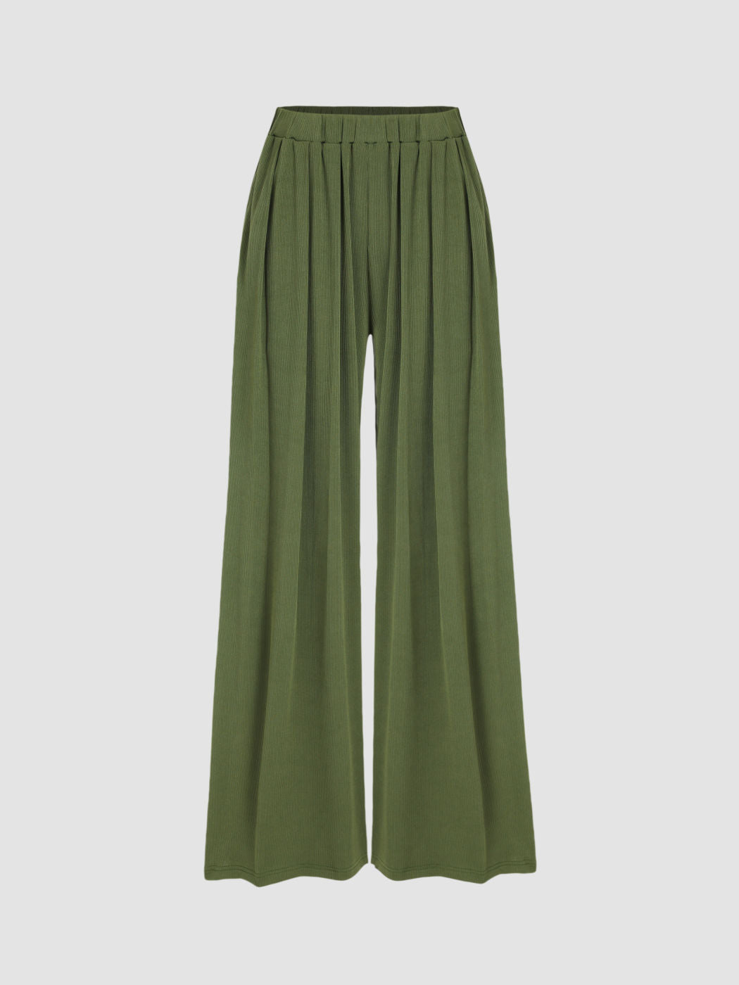 Ivyshape | Elastic Waist Wide-Leg Casual Pants