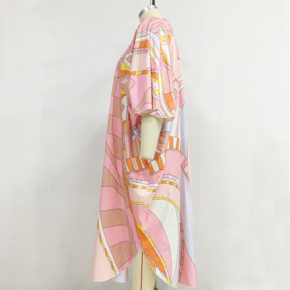 dress Muslim loose large size robe printed dress