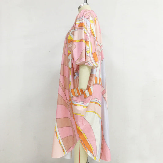 dress Muslim loose large size robe printed dress