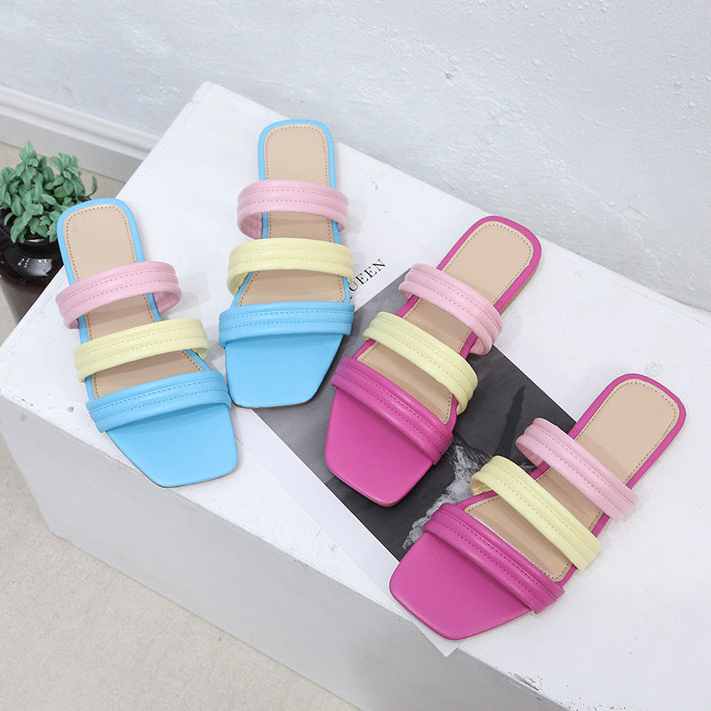 Ladies fashionable slides with wide straps Ivyshape