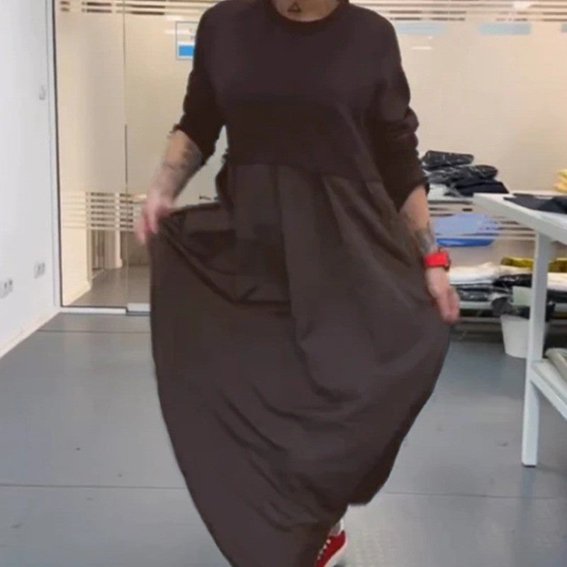 Women's Long Sleeve Dress with Swinging Skirt and Fashionable Fit Ivyshape