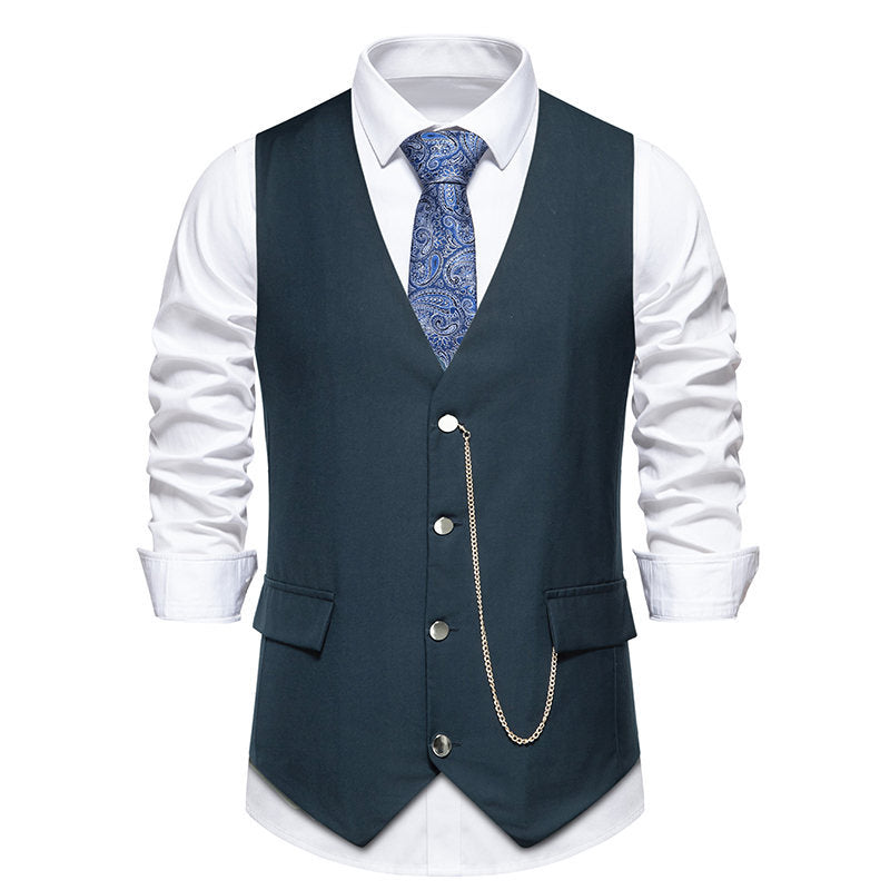Men's elegant suit vest in classic-modern style with practical pockets Ivyshape
