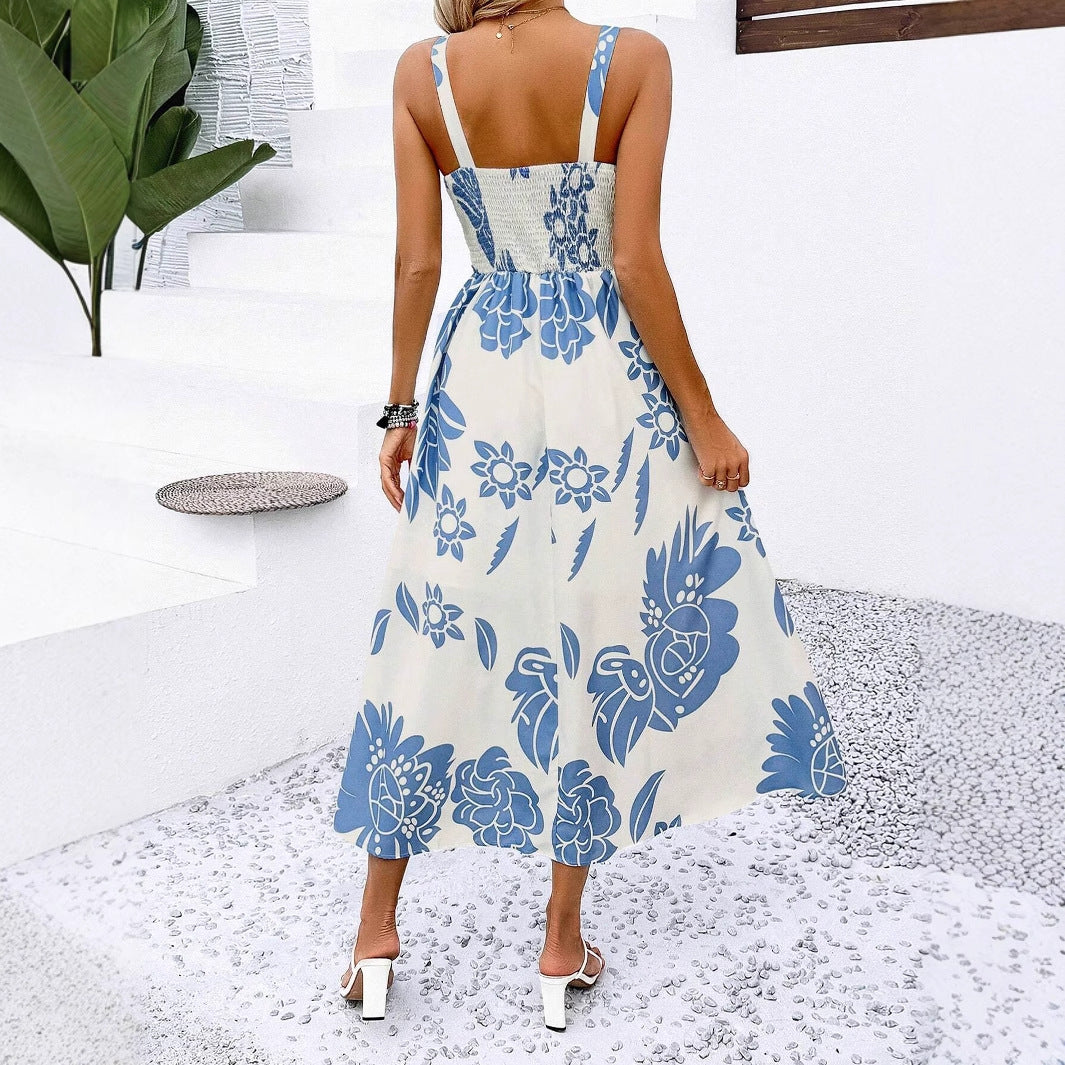 Women's summer dress in A-line cut with floral patterns Ivyshape