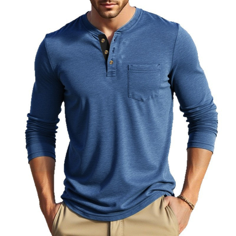 Men's long sleeve shirt with stylish button detail Ivyshape