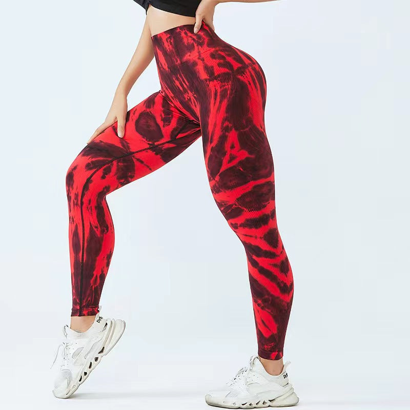 Ivyshape | Tie-Dye Print Yoga Pants for Women