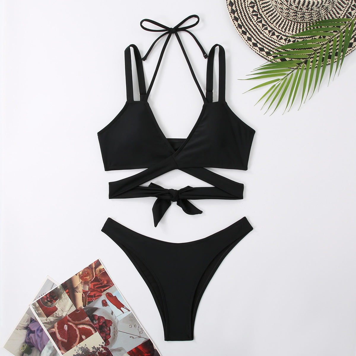 Ladies Cropped Bikini Set with adjustable straps and knot detail Ivyshape