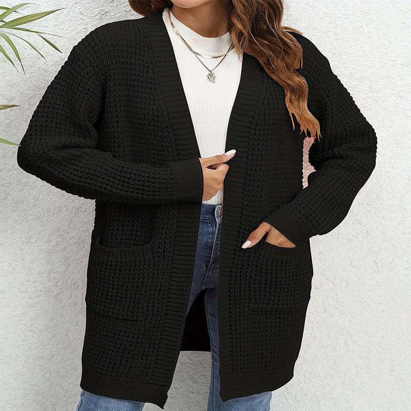 IvyShape | Cozy Solid Color Long Cardigan Shawl Knit Sweater