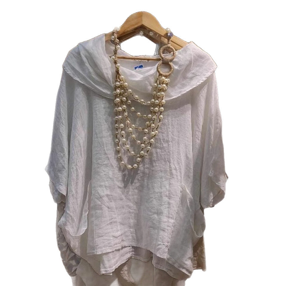 Women's Oversize Blouse with Generous Collar Ivyshape