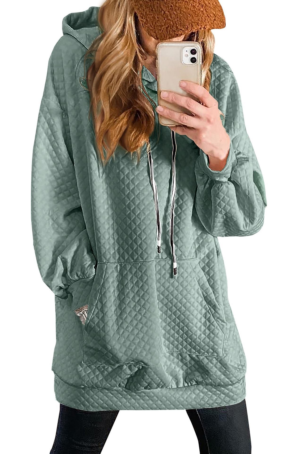 Women’s Oversized Hoodie Dress made of high-quality Sweat Fabric with Texture Ivyshape