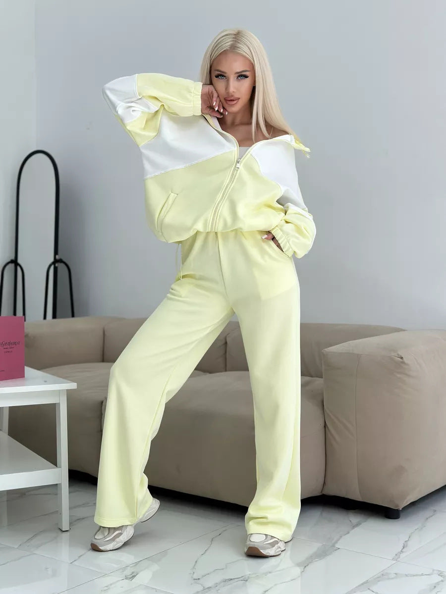 Ladies sporty set made of high-performance fleece material with zipper Ivyshape