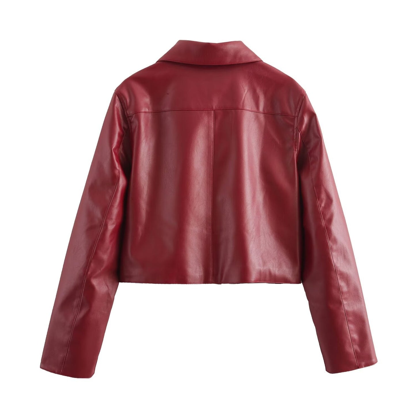 IvyShape | Solid Color Leather Jacket