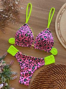 Women's triangle bikini with floral details and back crochet design Ivyshape