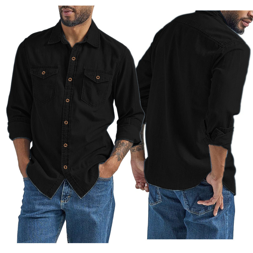 Men's Denim Shirt with Versatile Chest Pockets Ivyshape