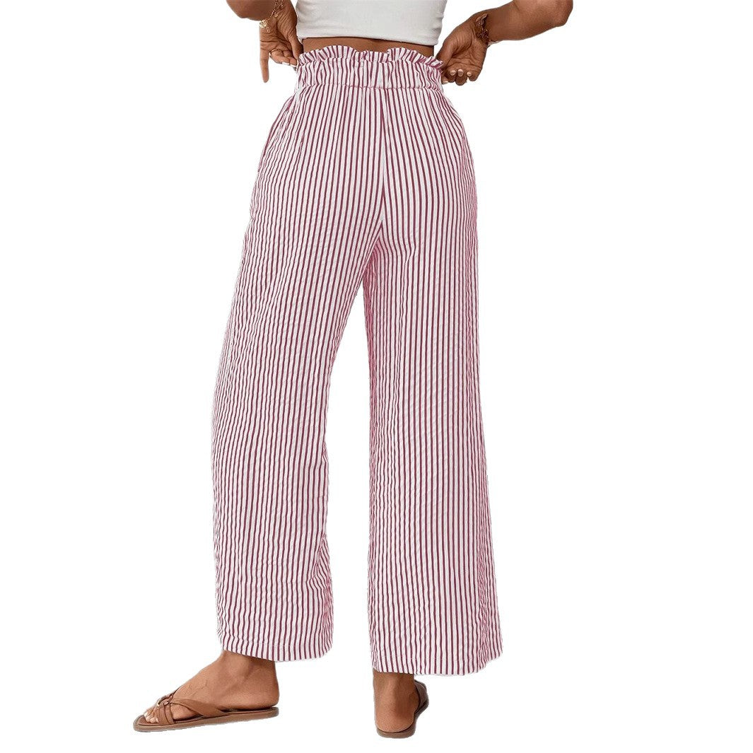 Women's wide summer trousers with elastic waistband Ivyshape