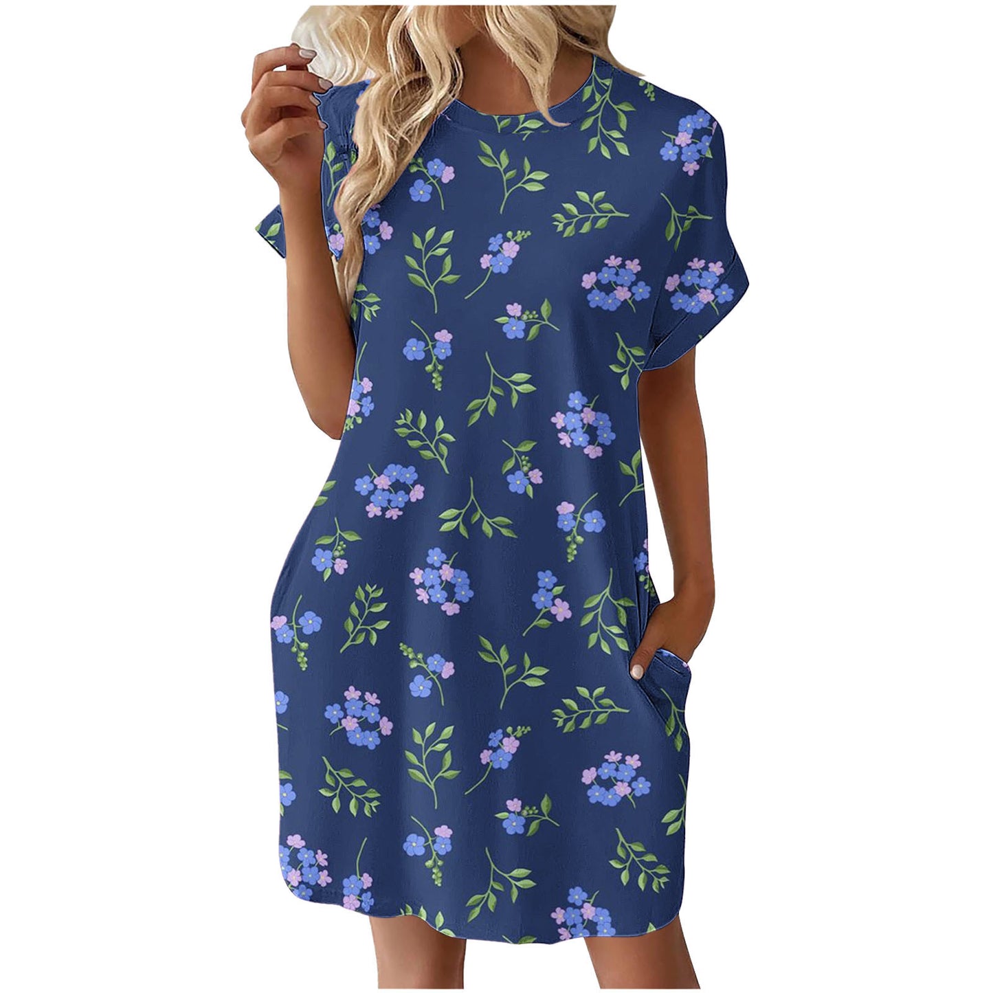 Ladies casual summer dress with floral pattern and practical pockets Ivyshape