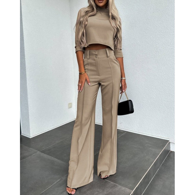 Women's stylish cropped top with elegant wide Palazzo pants Ivyshape