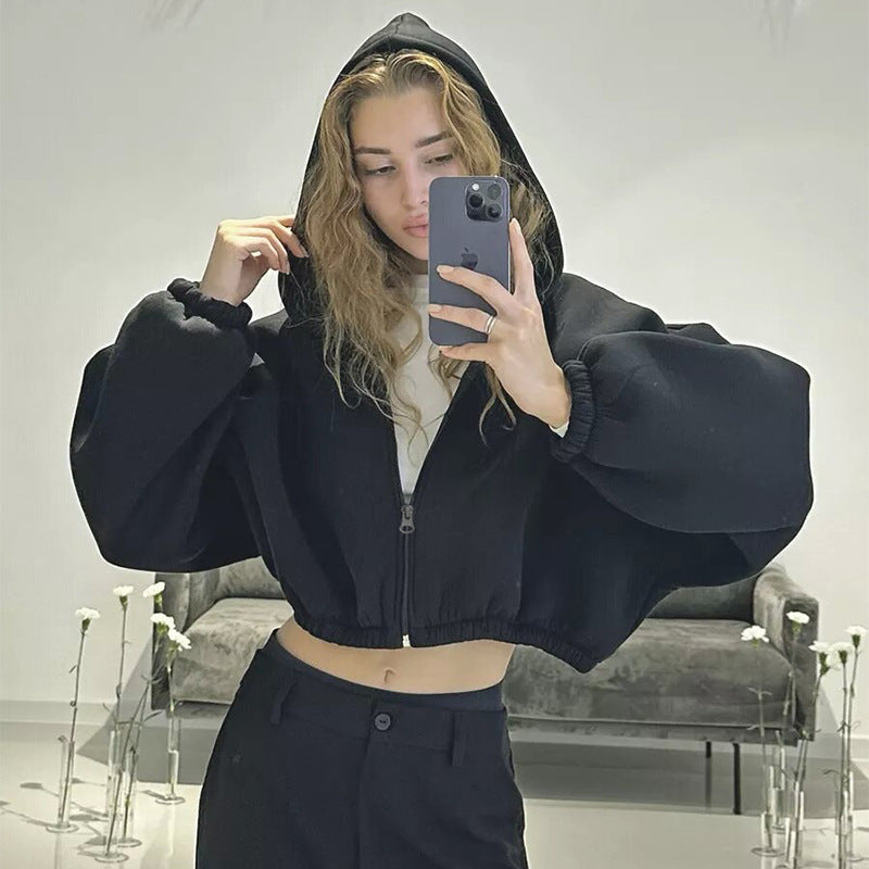 Women Crop Hoodie Ivyshape