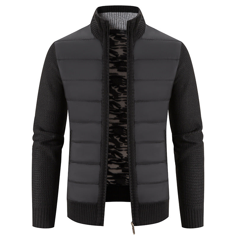 Men's quilted jacket with hybrid knit design and high collar Ivyshape