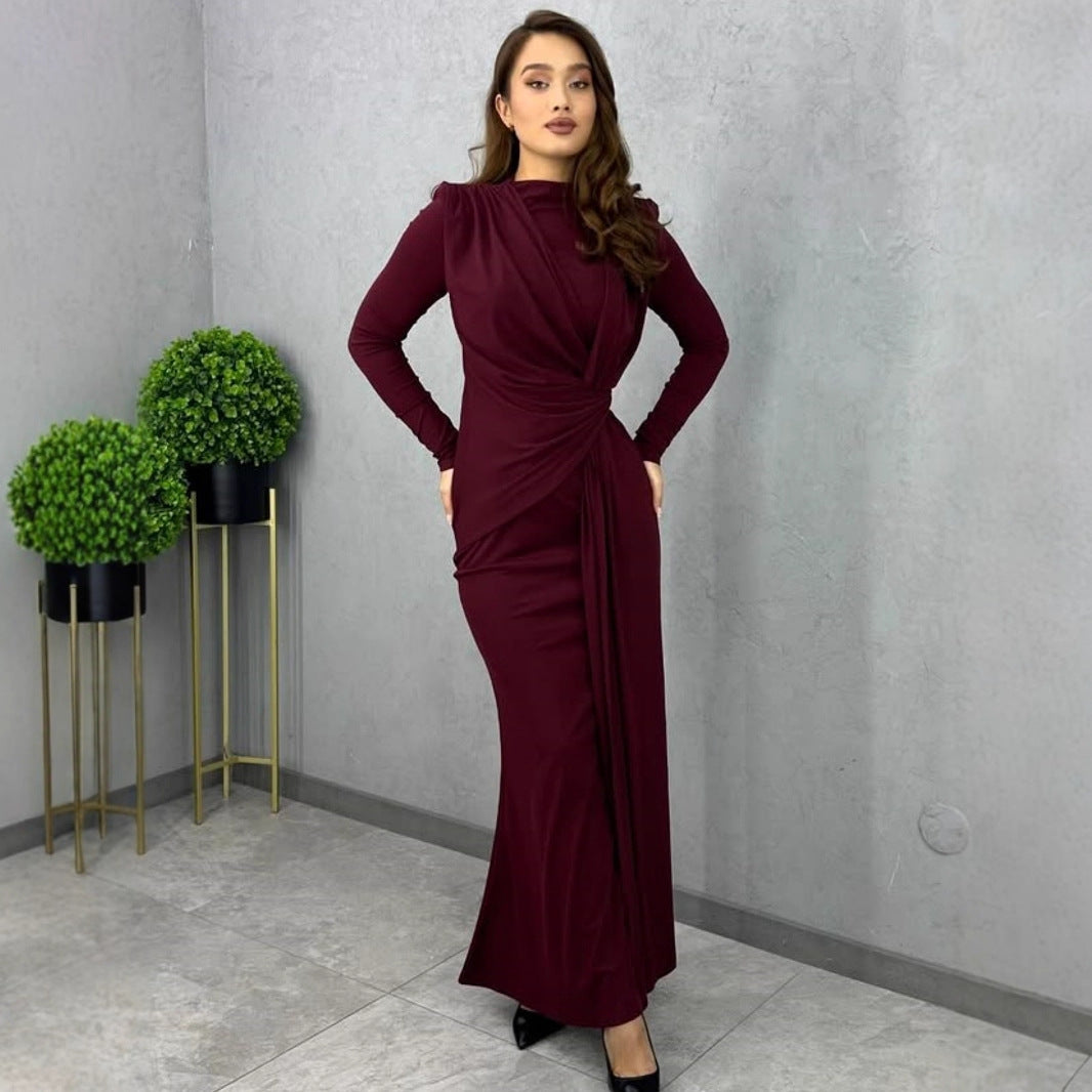 Women Elegant Wrap Dress with Asymmetrical Cut and Figure-Hugging Design Ivyshape