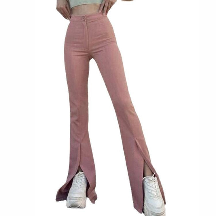 Ladies fashionable high-waist pants with a slim fit and flared leg Ivyshape