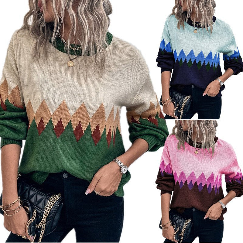 IvyShape | Retro Diamond Plaid Knitted Sweater