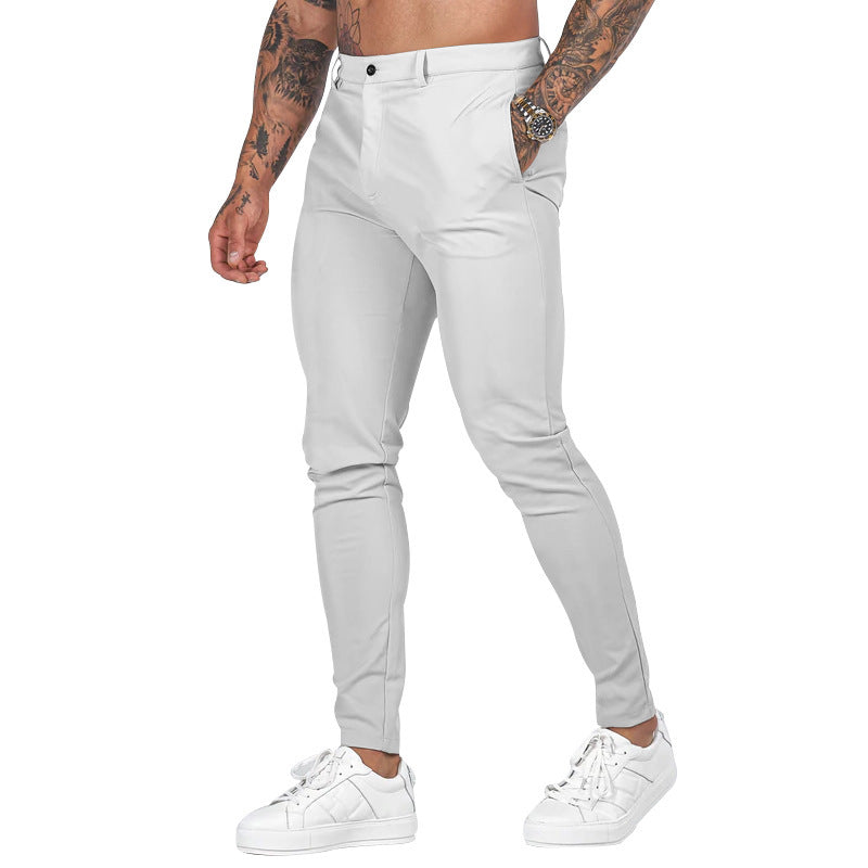 Men's Slim-Fit Chino Pants with Modern Design and Elastic Waist Ivyshape
