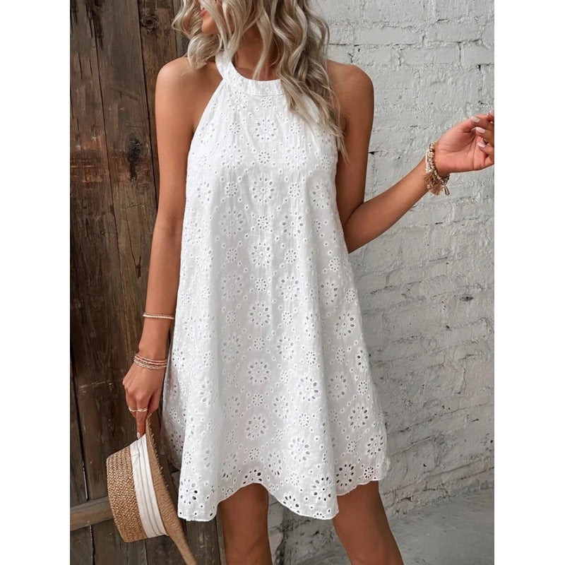 Women Eyelet Collar Dress Ivyshape
