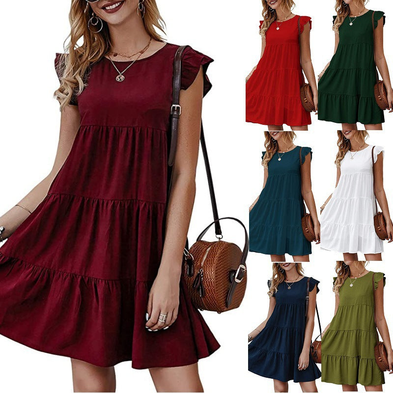 Ladies casual leisure dress in airy style with ruffle details Ivyshape