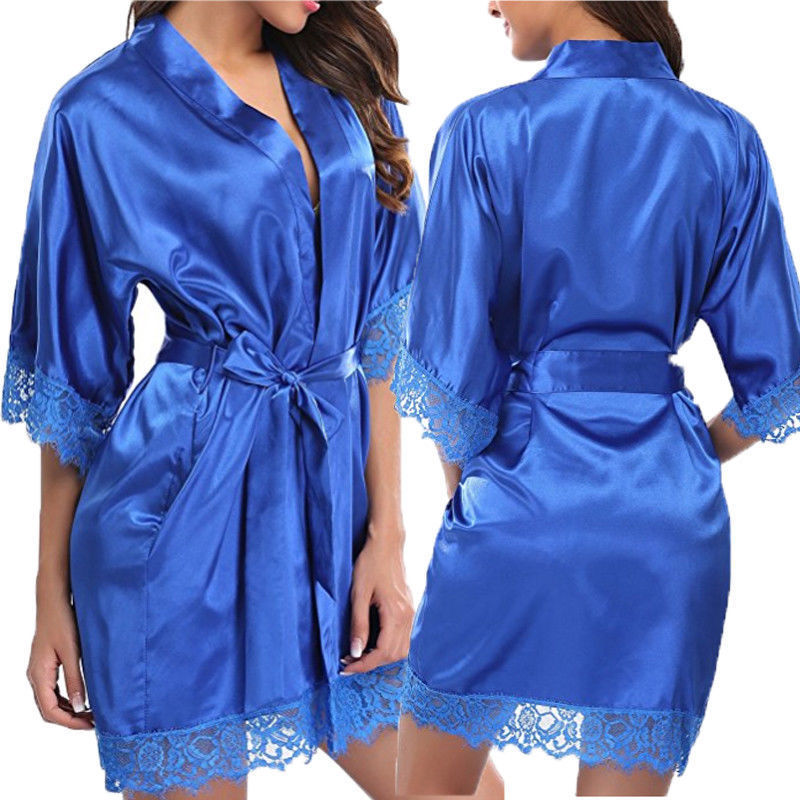 Women's Satin Lace Robe Ivyshape