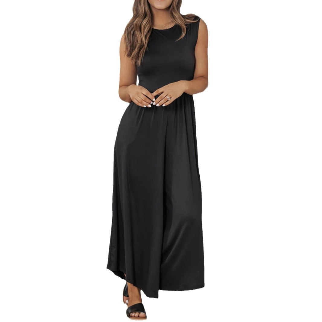 IvyShape | Sleeveless Wide Leg Long Pants Jumpsuit