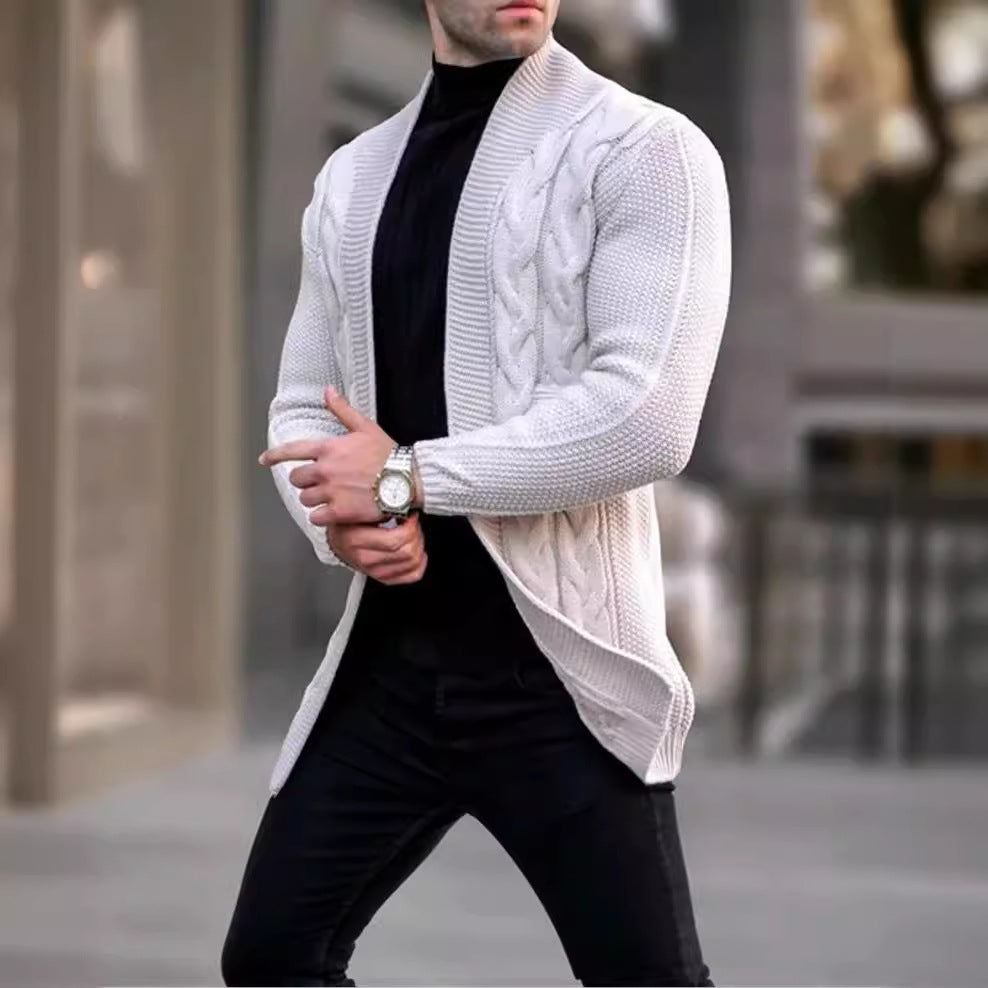 Men's chunky knit cardigan with trendy cable pattern and casual cut Ivyshape