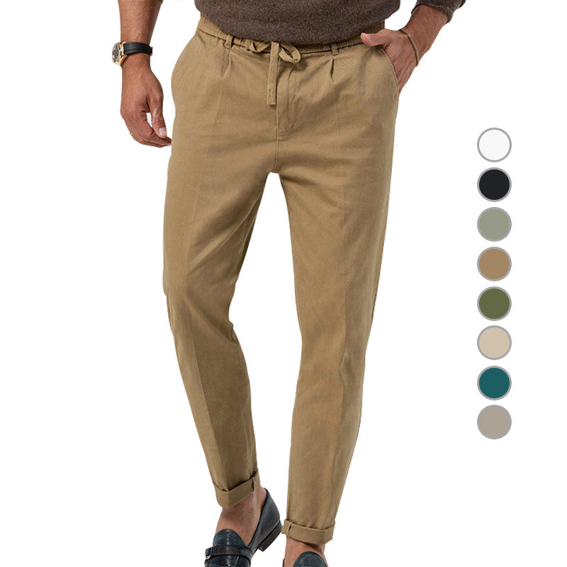 Men's relaxed chino pants with adjustable drawstring and side pockets Ivyshape